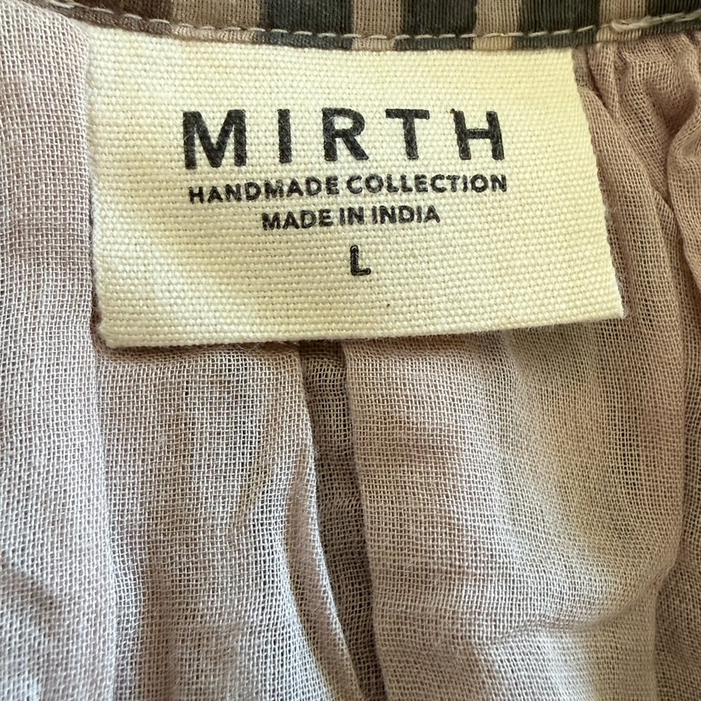 Mirth Somerset in Sand Labyrinth Size Large Cotton Silk Blend Hand Block Printed - Picture 6 of 8